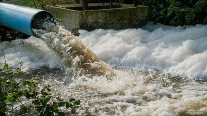 Ditch sewage hi speed cause air bubble enormously some city in Thailand