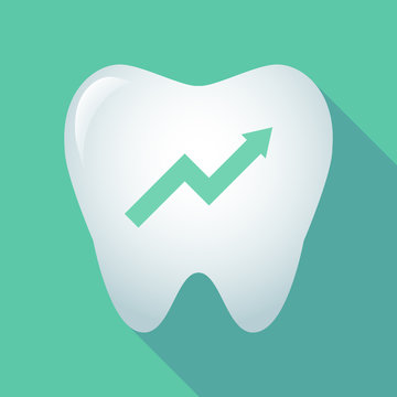 Long shadow tooth icon with a graph