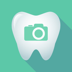 Long shadow tooth icon with a photo camera