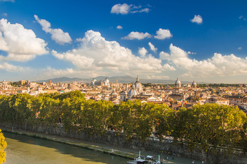 Obraz premium Panoramic view of Rome from Castel Sant'Angelo, Italy.