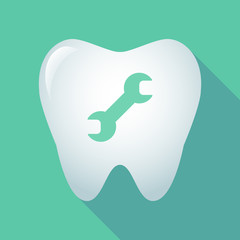 Long shadow tooth icon with a wrench