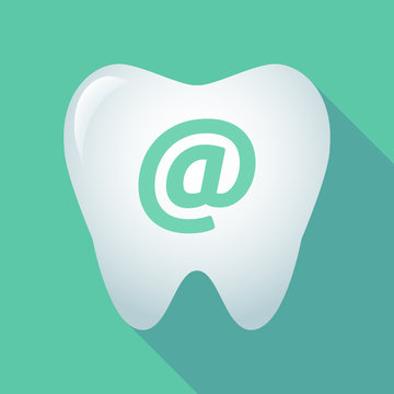 Long shadow tooth icon with an at sign