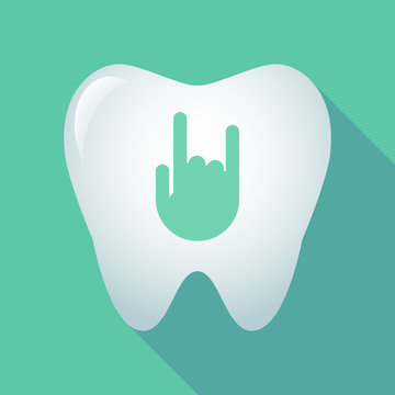 Long shadow tooth icon with a rocking hand