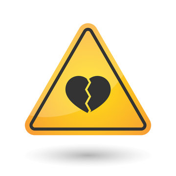 Isolated danger signal icon with a broken heart