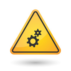 Isolated danger signal icon with two gears