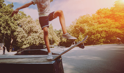 Young skateboarder in the park.