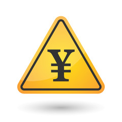Isolated danger signal icon with a yen sign