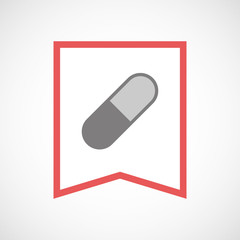 Isolated line art ribbon icon with a pill