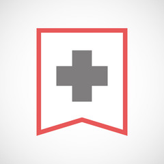 Isolated line art ribbon icon with a pharmacy sign