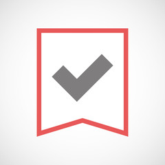 Isolated line art ribbon icon with a check mark