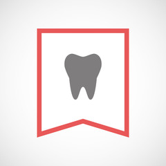 Isolated line art ribbon icon with a tooth