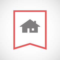 Isolated line art ribbon icon with a house