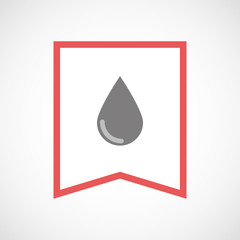 Isolated line art ribbon icon with a blood drop