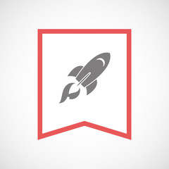 Isolated line art ribbon icon with a rocket