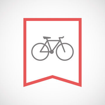 Isolated line art ribbon icon with a bicycle