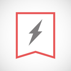 Isolated line art ribbon icon with a lightning