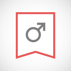 Isolated line art ribbon icon with a male sign