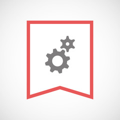 Isolated line art ribbon icon with two gears