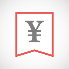 Obraz premium Isolated line art ribbon icon with a yen sign