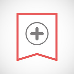 Isolated line art ribbon icon with a sum sign