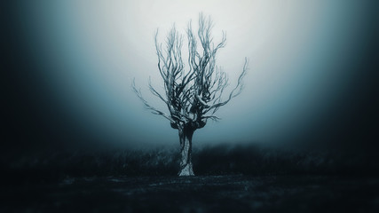  Horror Spooky Tree Dark Night . - 125742528