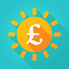 Long shadow bright sun icon with a pound sign