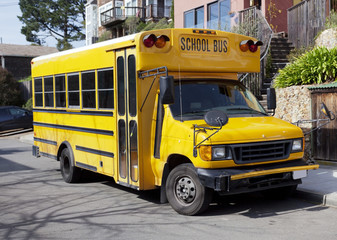 Fototapeta na wymiar Side Front View School Bus