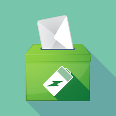 Long shadow coloured ballot box icon with a battery