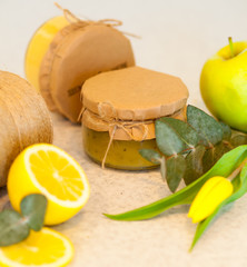 Fruit jam with lemon and apple