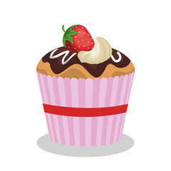 delicious sweet cupcake birthday vector illustration design