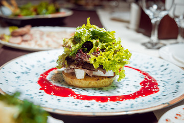 salad with meat and vegetables