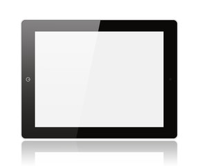 Black digital tablet pc on white background