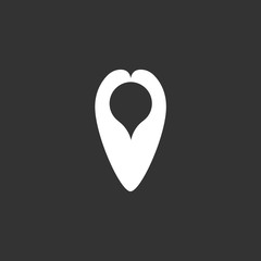 Pin logo. Vector icon on black background