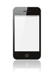 Smart phone with blank screen isolated on white background