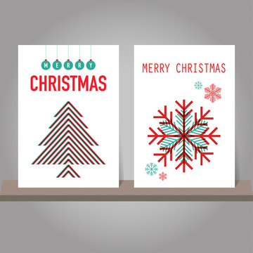 Christmas greeting card or invitation set. Modern design.