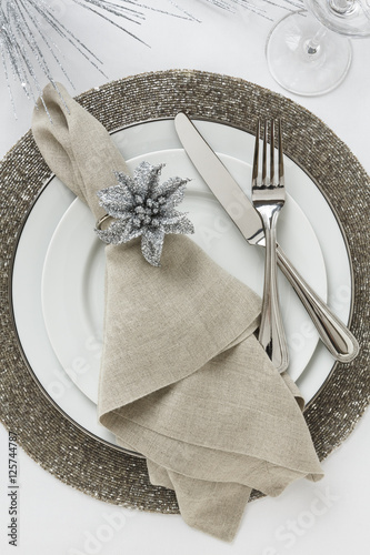 Festive Fancy Formal Fine Dining Christmas Or New Year S Eve Holiday Festive Fancy Formal Fine Dining Christmas Or New Year S Eve Holiday Dinner Party Table Setting Place