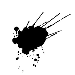 Abstract black ink spot silhouette background.
