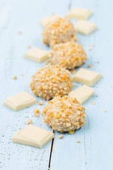 Homemade sweets with white chocolate and orange