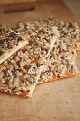 Cracker biscuits with sunflower seeds