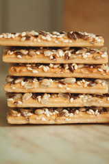 Cracker biscuits with sunflower seeds