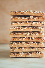 Cracker biscuits with sunflower seeds