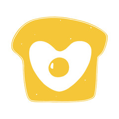  Egg in a hole vector illustration. Fried egg in a bread. Hand drawn kitchen design 