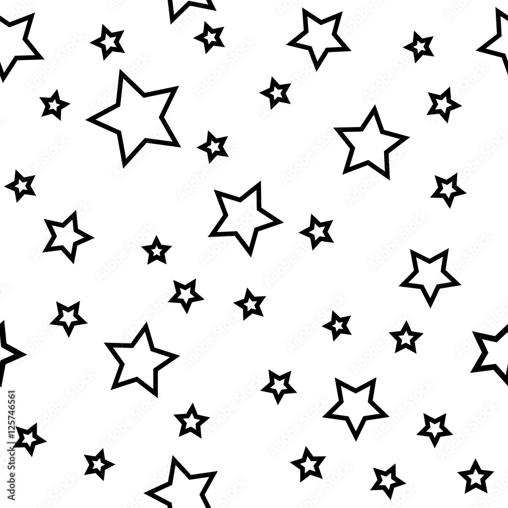 Poster star seamless pattern. black and white retro background. chaotic elements. abstract geometric shape 