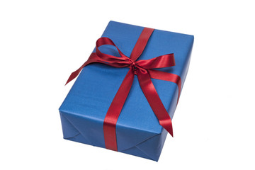 Blaues Weihnachstgeschenk Freisteller