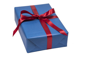 Blaues Geschenk isoliert