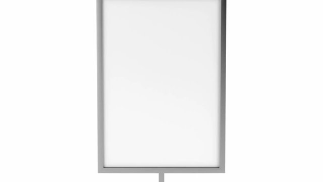 Silver advertising stand with empty white space