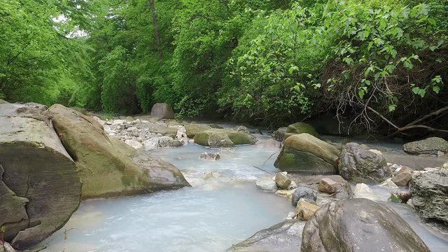 Coast of the Agura river on the territory of the Khosta district of Sochi in Krasnodar Krai of Russia