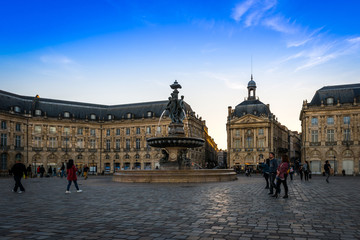 Place de la bourse à Bordeaux, Gironde, France