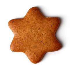Christmas cookie isolated on white, from above