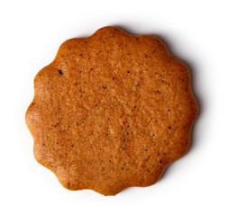 Christmas cookie isolated on white, from above